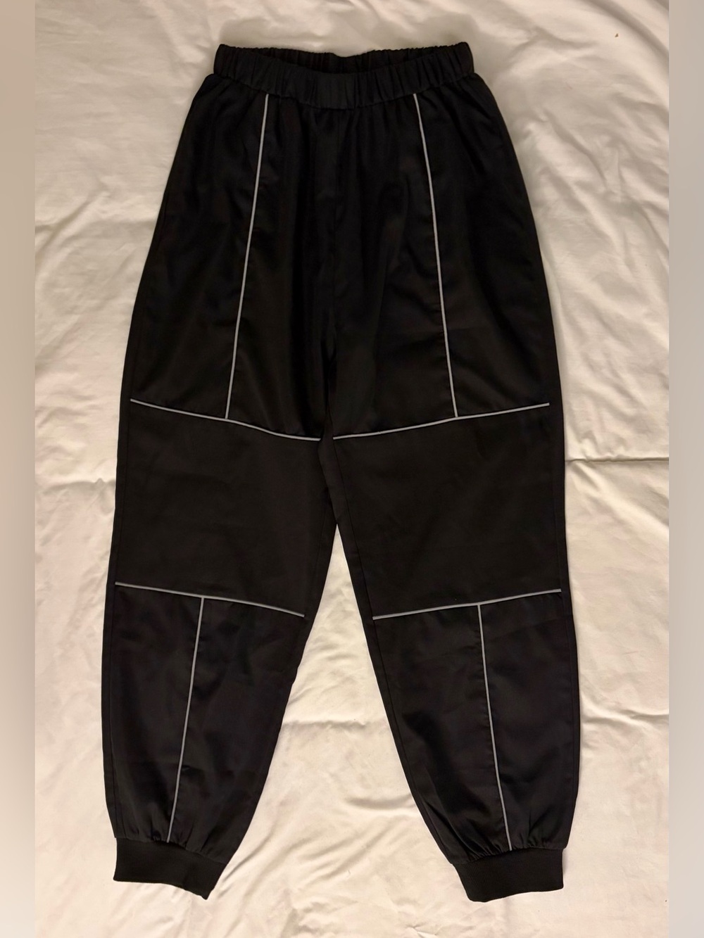 Black Jogger Pants with Contrast Piping